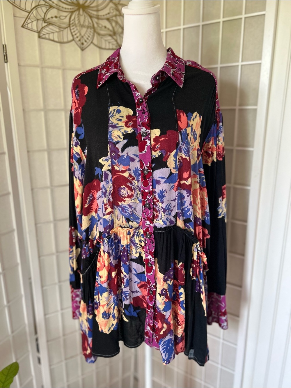 Free People Oversized Floral Mini Dress / Tunic – Small